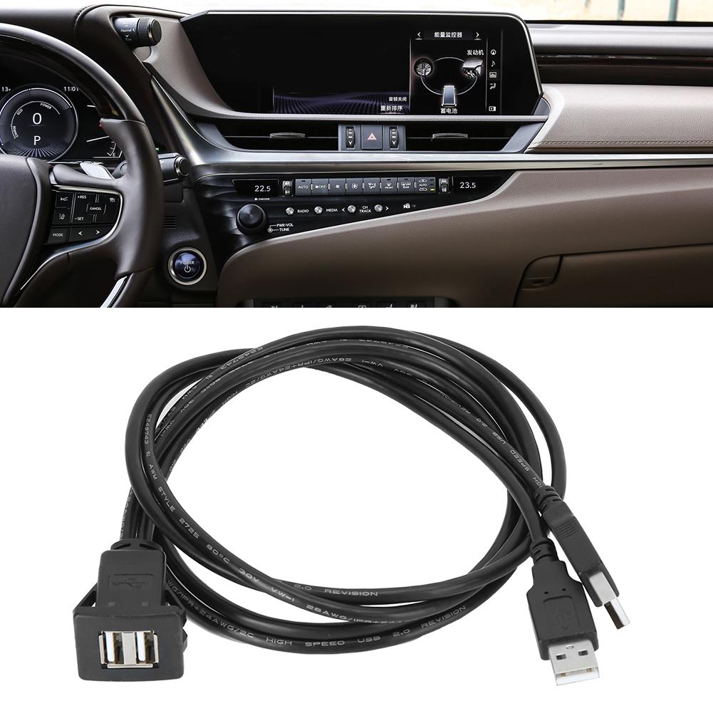USB 2.0 Extension Cable Dual Interface Waterproof Car Data Transfer Dashboard Adapter Cord