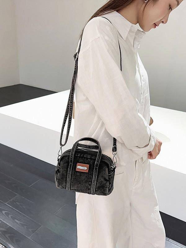 Korean Fashion Casual Washed Denim Mini Pillow Shoulder/Crossbody Bag - New Autumn/Winter 2025