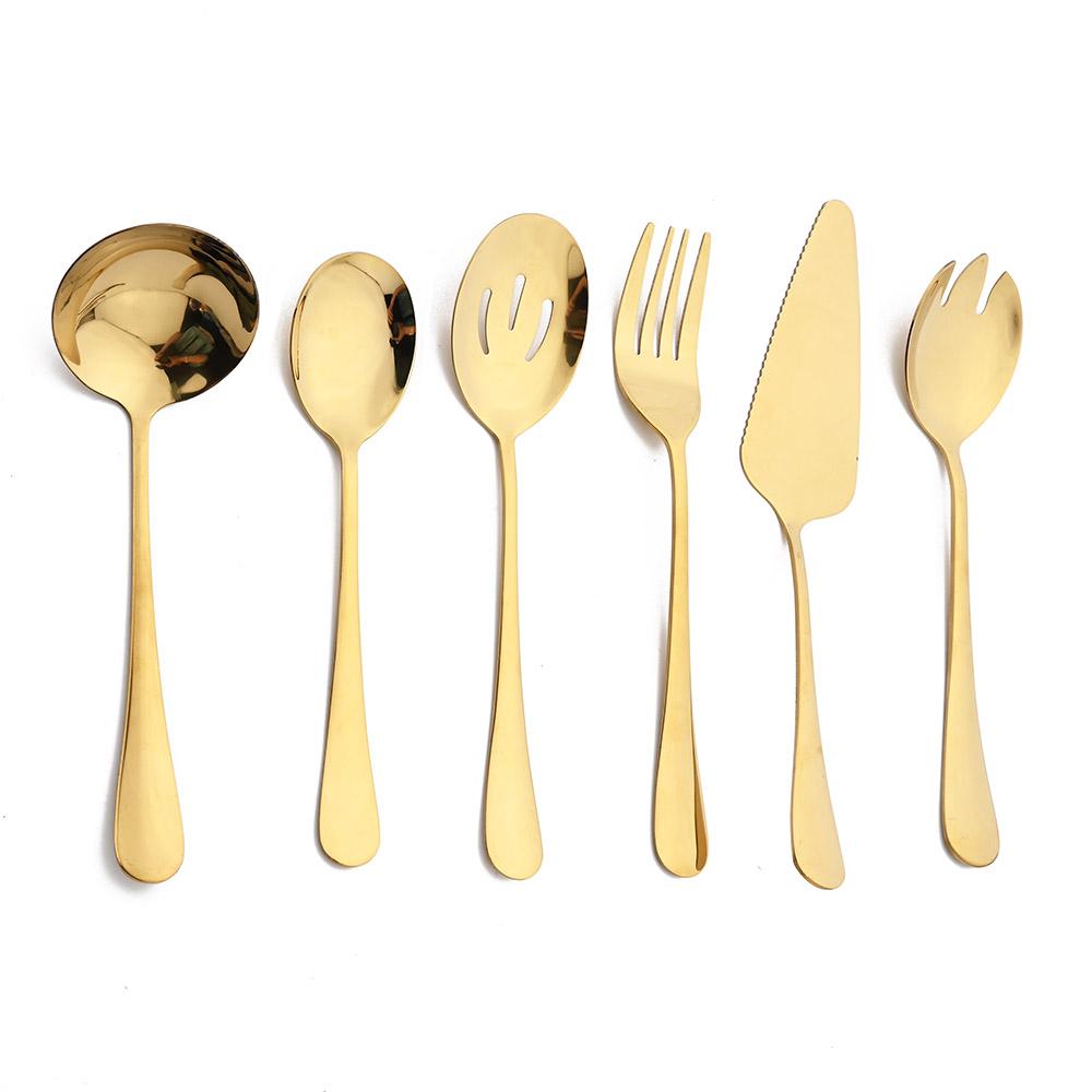 2 pezzi nero cucchiaio da insalata forchetta insalata in acciaio inox cucchiaio da dessert set di posate cucchiai da portata utensili da cucina accessori da tavola