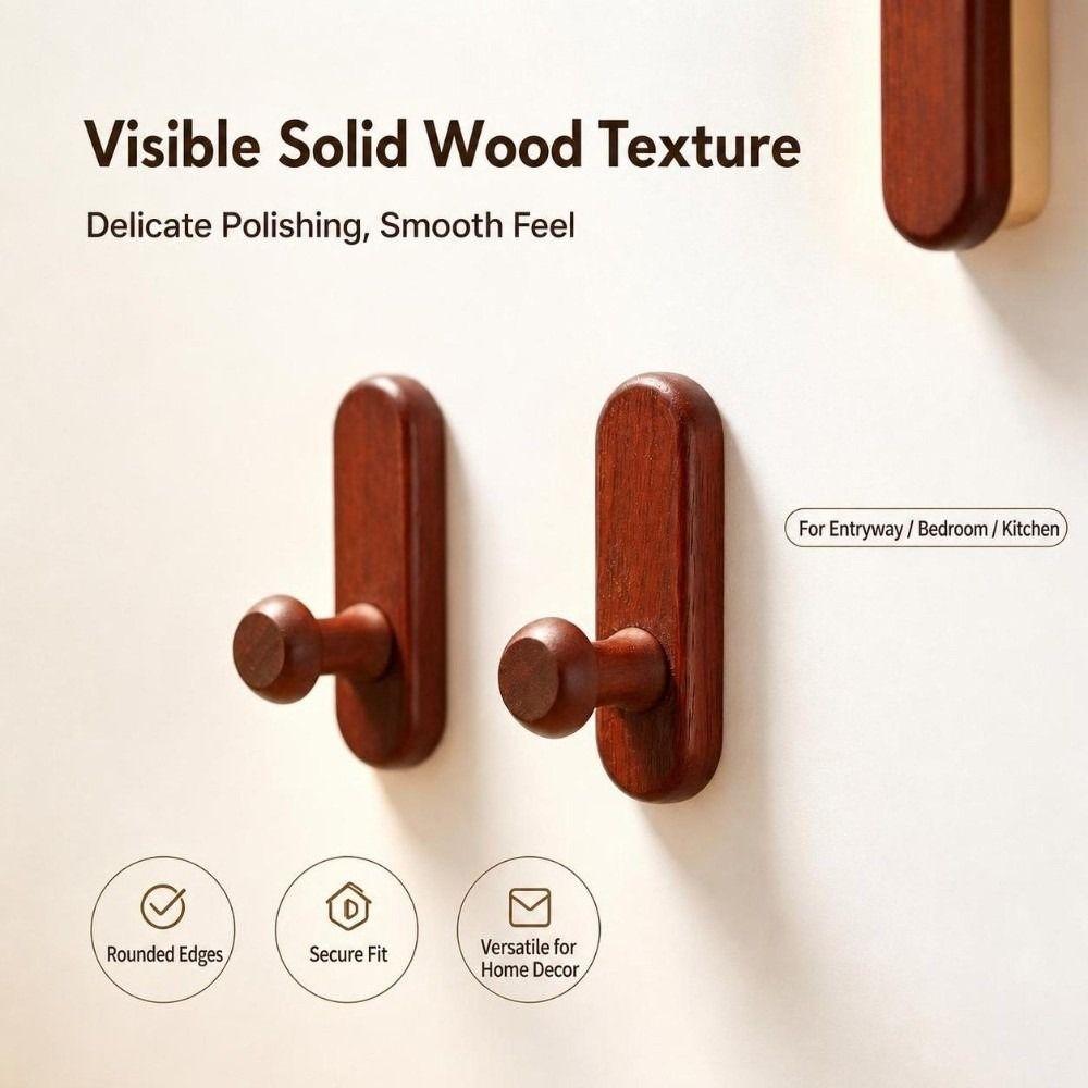 Durable Wooden Wall Hooks Wall Mount Heavy Duty Coat Hooks Mounted Wood Hanger Hook Door Back