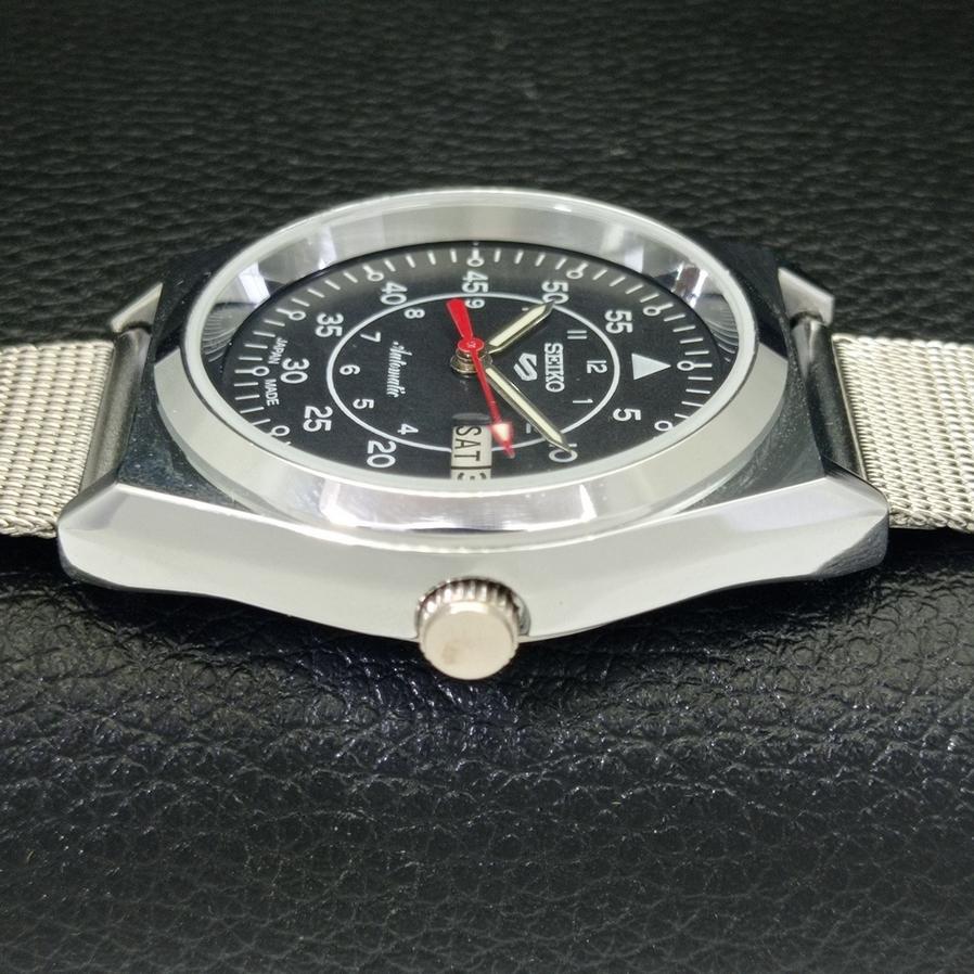 REFURBISHED VINTAGE SEIKO 5 AUTO 6309A JAPAN MENS BLACK WATCH 571b-a266352-10