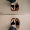 Sheepskin Version~ Retro Suede Metal Cover Toe Flip-flops Women's Outer Wear 2025 Summer Fashion Casual Flats