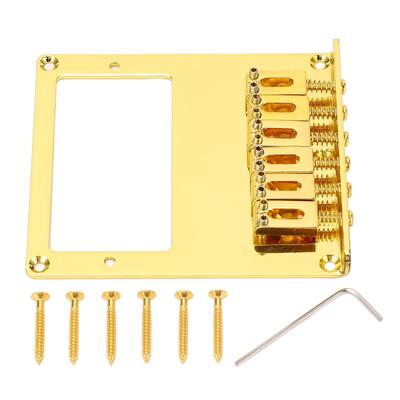Electric Guitar Bridge Replacement Gold 6 Strings Saddle Humbucker Guitar Bridge with Dual Pickup Holes for Telecaster