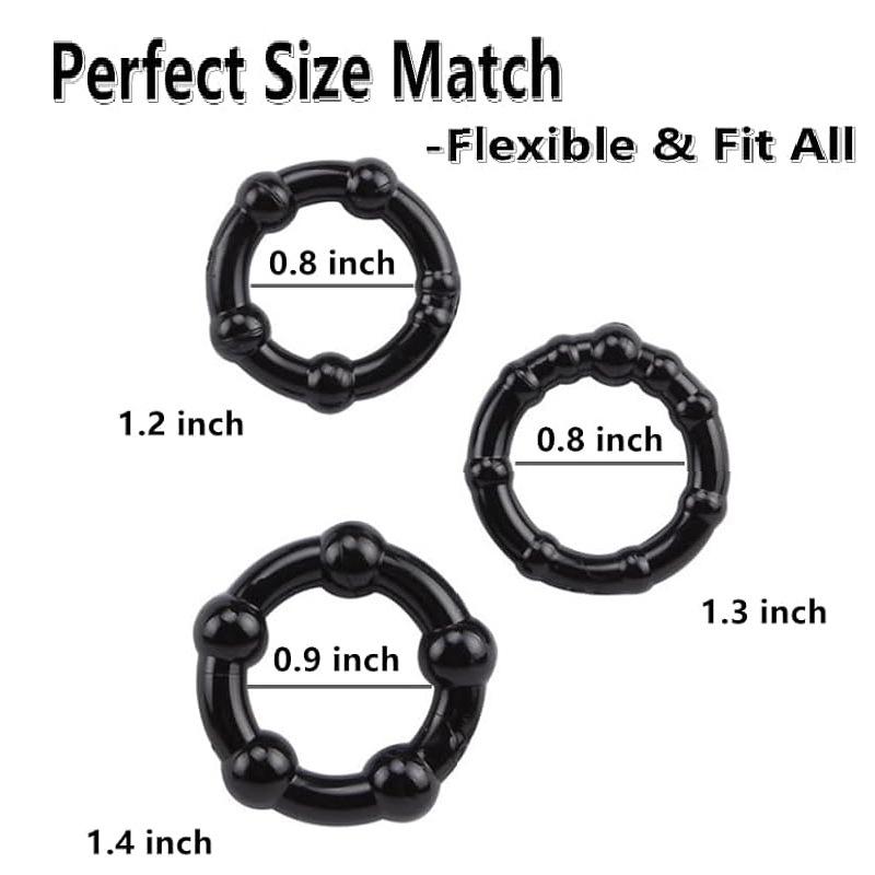 3 Pcs Silicone Cock Ring Set Delay Ejaculation Stronger Erection Penis Ring Enlargement Adult Sex Toys For Men 18+