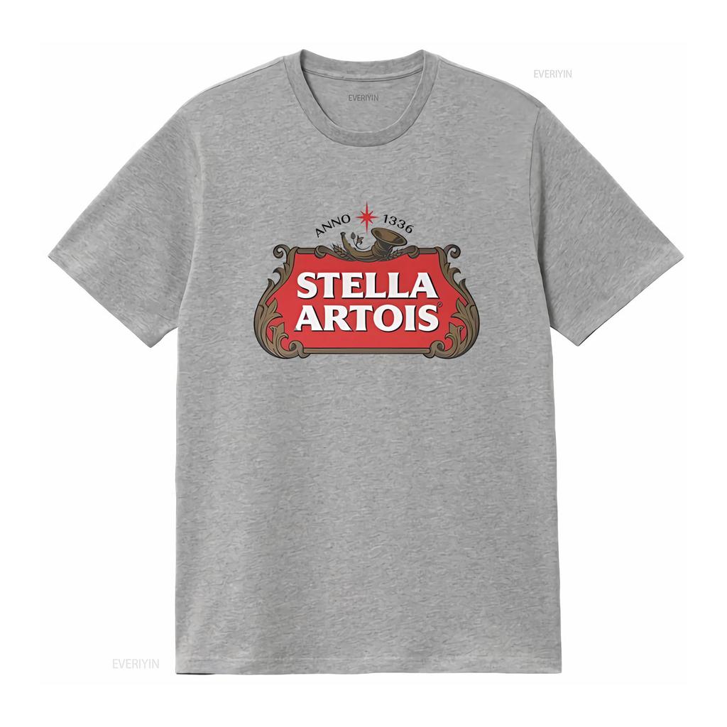 Stella Artois Koszulka z nadrukiem logo w stylu vintage Czarna Retro Design vintage Prana odzież designerska Codzienna Wygodna Oddychająca
