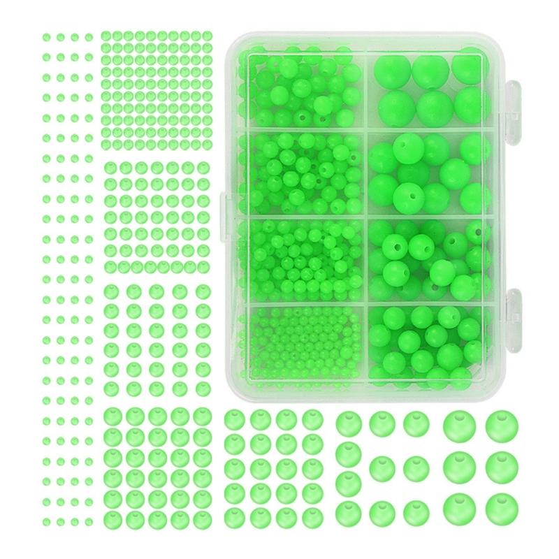 

346Pcs Glows In Dark Fishing Beads Soft Plastic Fluorescent Baits Accessories Multiple Size For Freshwater Saltwater 1