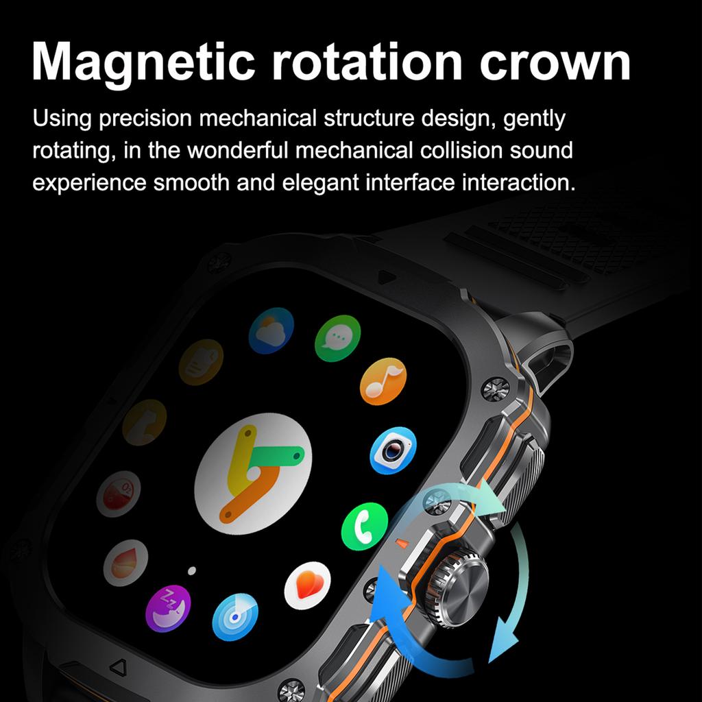 AK72 Smart Watch 1.952 Inch Heart Rate Blood Pressure Monitor Fitness Watch, Silicone Strap