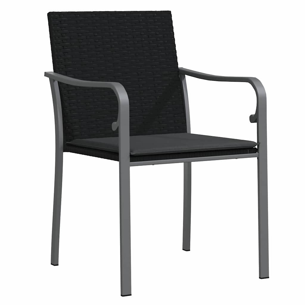 Garden Dining Set 9 pcs Black and Gray PE Rattan