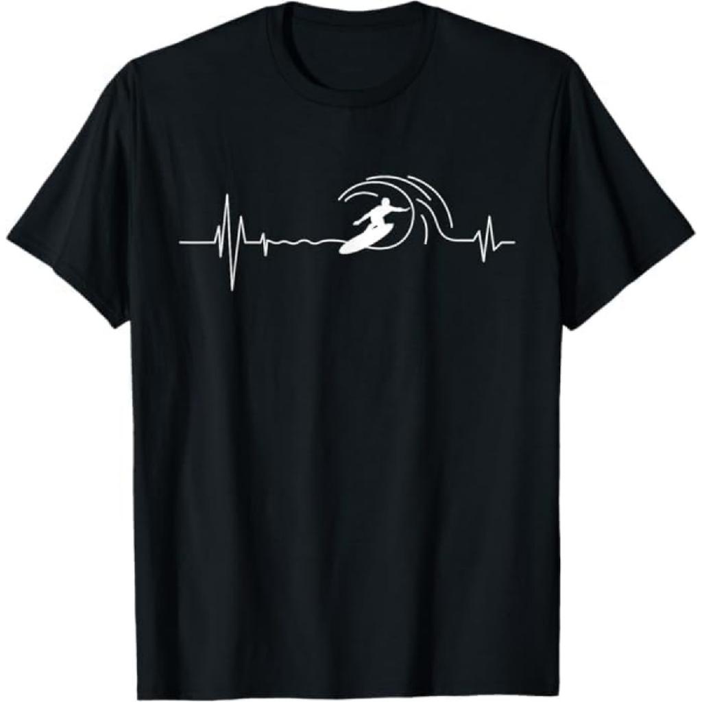 Big Wave Surfing Heartbeat - Surfers Beach Lover Surfboard T-Shirt LTDV Mens Womens Tank Top Sweatshirt Hoodie Longsleeve 419 Black