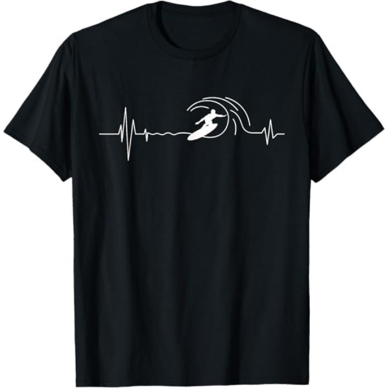 Big Wave Surfing Heartbeat - Surfers Beach Lover Surfboard T-Shirt LTDV Mens Womens Tank Top Sweatshirt Hoodie Longsleeve 419 Black S