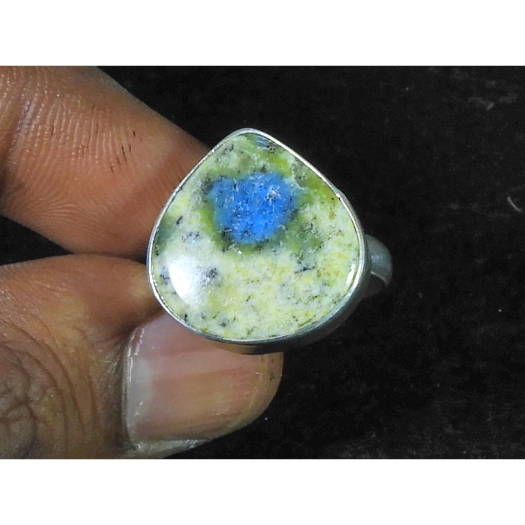 Natural K2 Jasper Solid 925 Sterling Silver Handmade Pear Ring Size US-10 MK-44