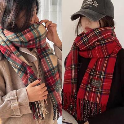 Sciarpa Invernale da Donna a Quadri Coreana: Versatile, Spessa, Scialle in Imitazione Cashmere per un Collo Caldo ed Elegante—Perfetto per le Coppie.