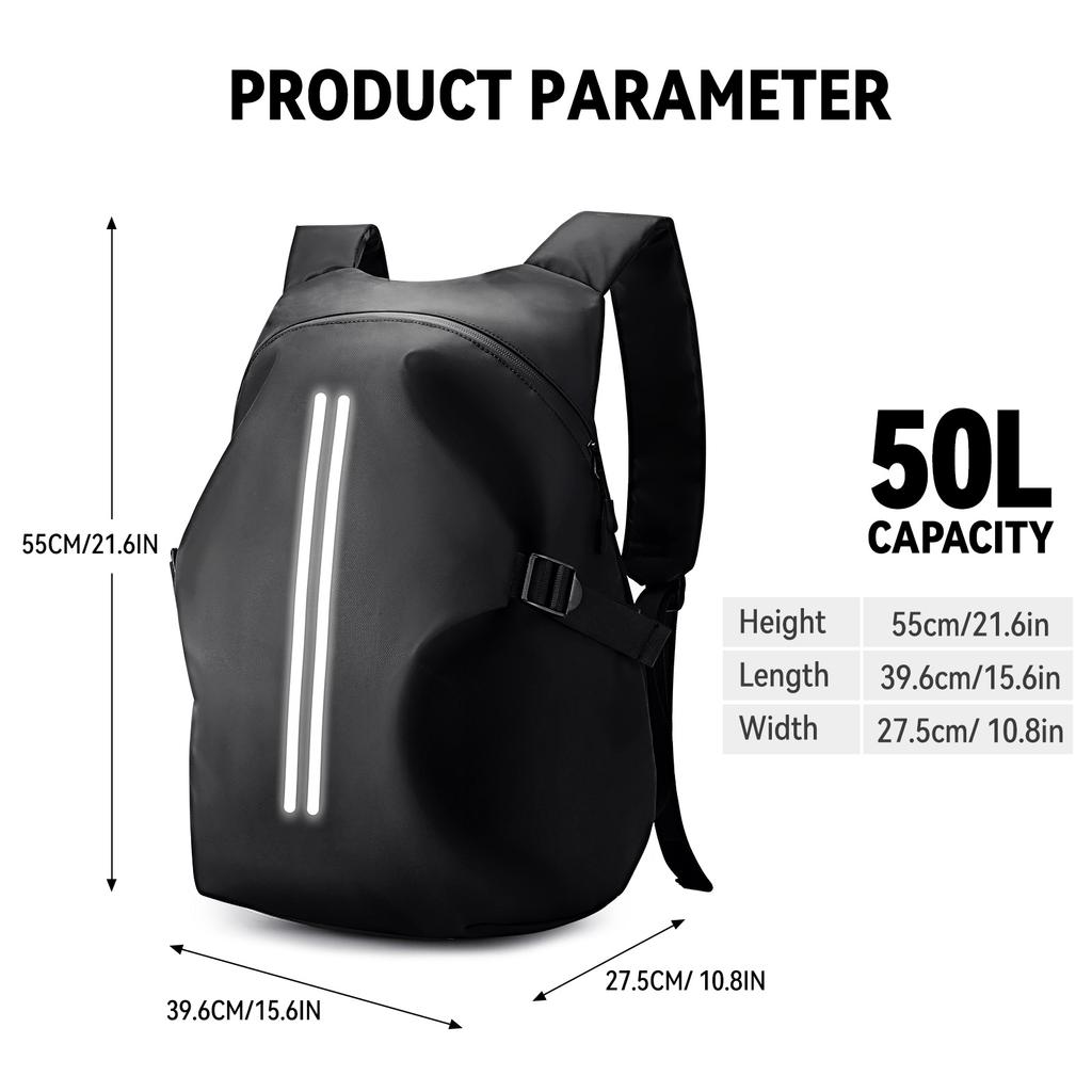 50L Motorcycle Backpack Large Multifunctional Backpack for Motorcyclists Waterproof Helmet Bag Reflective Bicycle Travel Bag