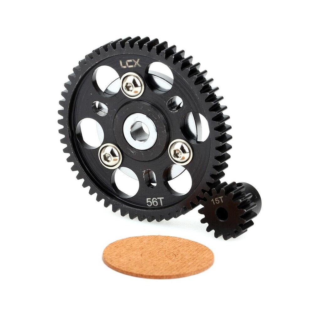 LCX Racing 1/10 RC Crawler Hard Steel 32P 56T Spur Gear w/ 15T Pinion Gear for Axial SCX10 Wraith Upgrades Parts Accessories