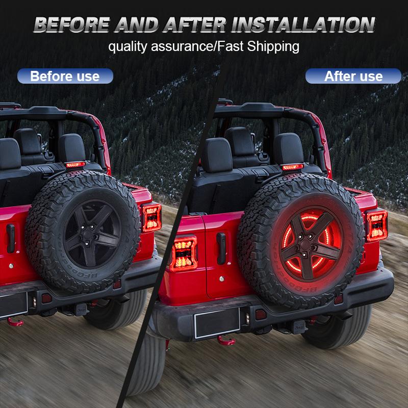 Spare Tire Brake Light For Jeep Wrangler TJ JK JL Unlimited Rubicon Sahara X Sport 1996- Rear Tail Wheel Tyre Lamp