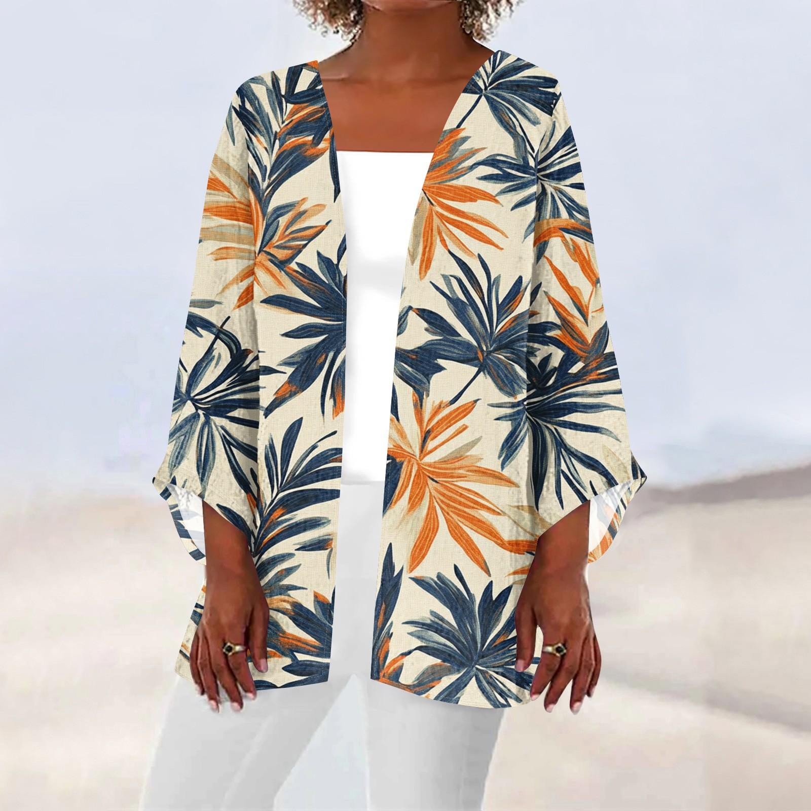 

Женская повседневная модная пляжная легкая куртка средней длины с принтом «Океан-Три» L