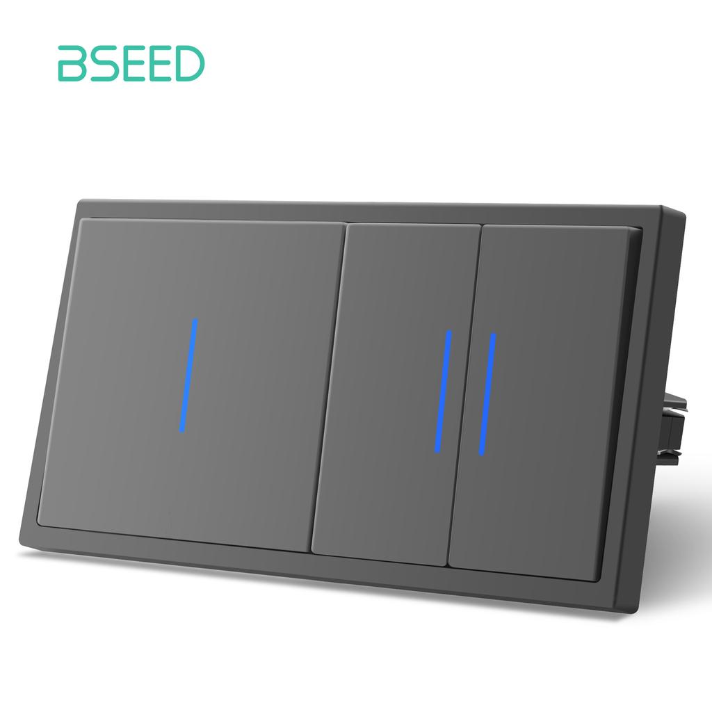 BSEED 1/2-modulový nástenný vypínač svetla Mechanické tlačidlá Vypínač 1-cestný EÚ štandard Plastové rámčeky LED indikátor Rýchle pripojenie vodičov