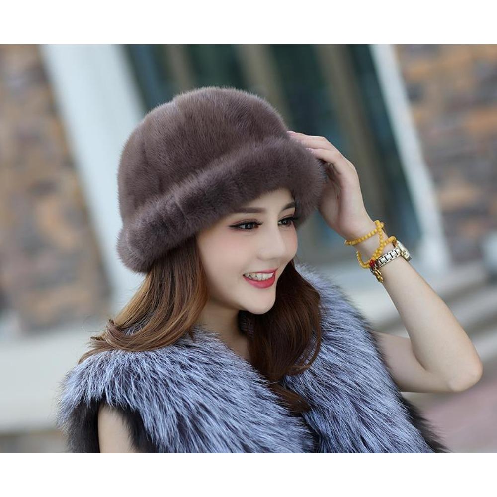 Ladies Winter Imitation Mink Hat Fur Fur Fur Outdoor Fashion Cotton Hat Top Hat Jazz Hat Warm