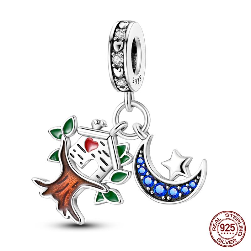 Fashion Copper Sparkling Zircon Star Moon Series Charms Beads Fit Qikaola Original Bracelets Diy Birthday Jewelry