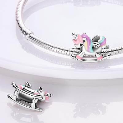 Charms Copperdreamy Unicorn Rocking Chair Pendants Fit Charms Plataoriginal Bracelet Beads Women Jewellery Making Diy