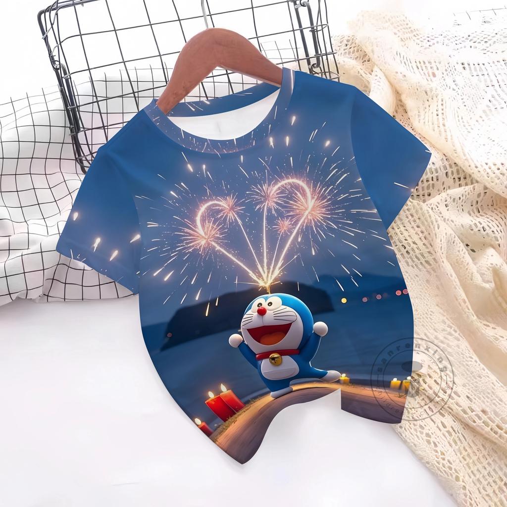Summer Doraemon 3D Printe Children's Tops Teenagers From T-Shirts For Boys Girls Kids Clothes Short Sleeve