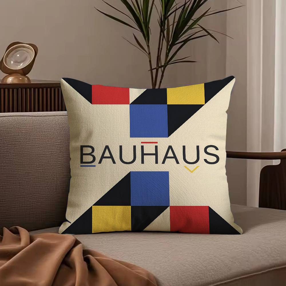 Abstraktní B-Bauhaus Geometrický povlak na polštář Povlak na polštář proti roztočům Neviditelný zip hedvábný krátký plyš Potah na polštář na pohovku