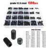 500/1500 M2 M2.5 M3 M4 M5 M6 M8 DIN913 304 Stainless Steel Black Hex Hexagon Socket Allen Flat Point Grub Bolt Set Screw Kit Box