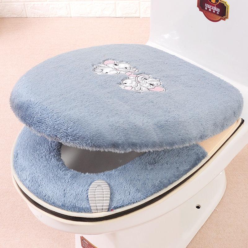 

Подушка для унитаза Бытовой набор Подушка для унитаза Набор из двух частей Универсальная подушка для унитаза Подушка на молнии Крышка для унитаза Набор из двух частей серый