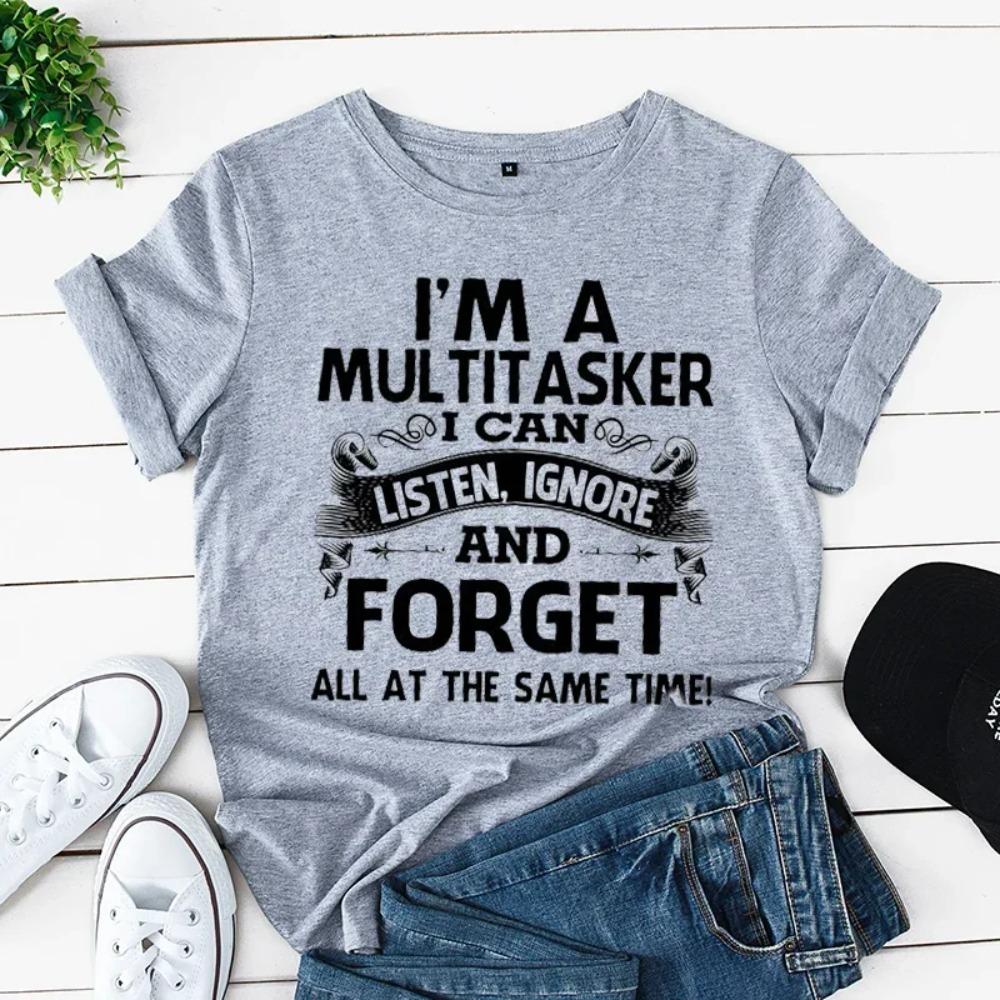 Im A Multitasker I Can Listen Ignore and Forget Tshirt Funny Sarcastic Graphic Tee Top Women Women T Shirt Y2k Clothes S