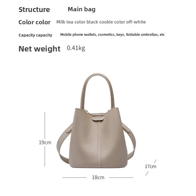 First Layer Cowhide Bag Bag Women's Bag Messenger Bag Niche Summer High-end Leather Handbag Bucket