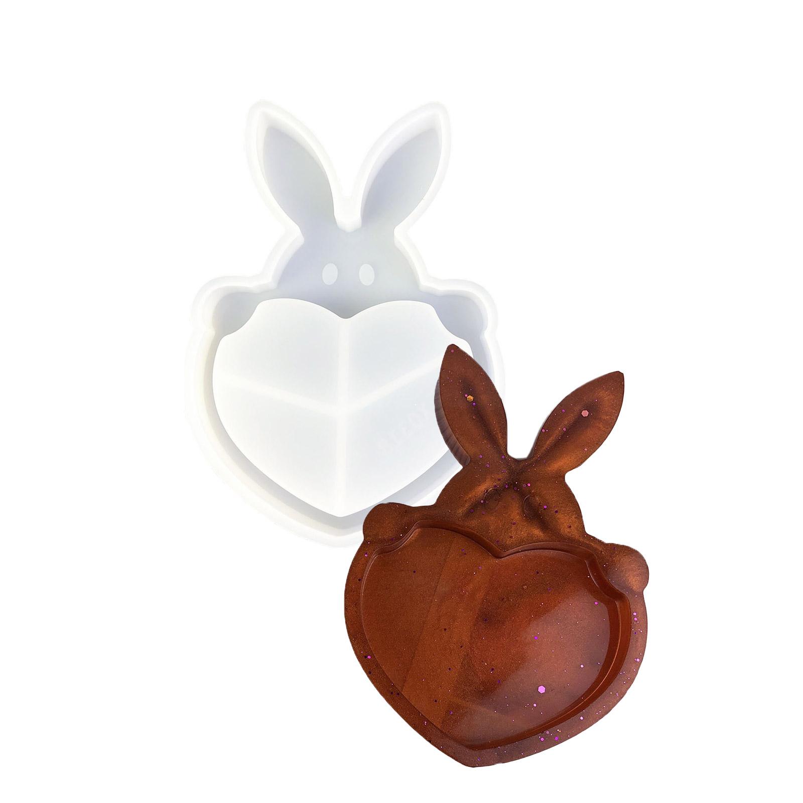 

Flexible Sturdy Silicone Epoxy Resin Castes Mould Rabbits Shaped Tray Dishes Mould for Craft and Home Decoration