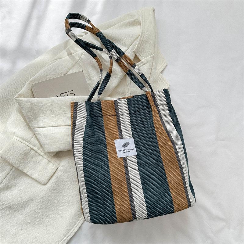 

Новая сумка большой вместимости для женщин, модная полосатая холщовая сумка, дорожная сумка, модная сумка через плечо для женщин