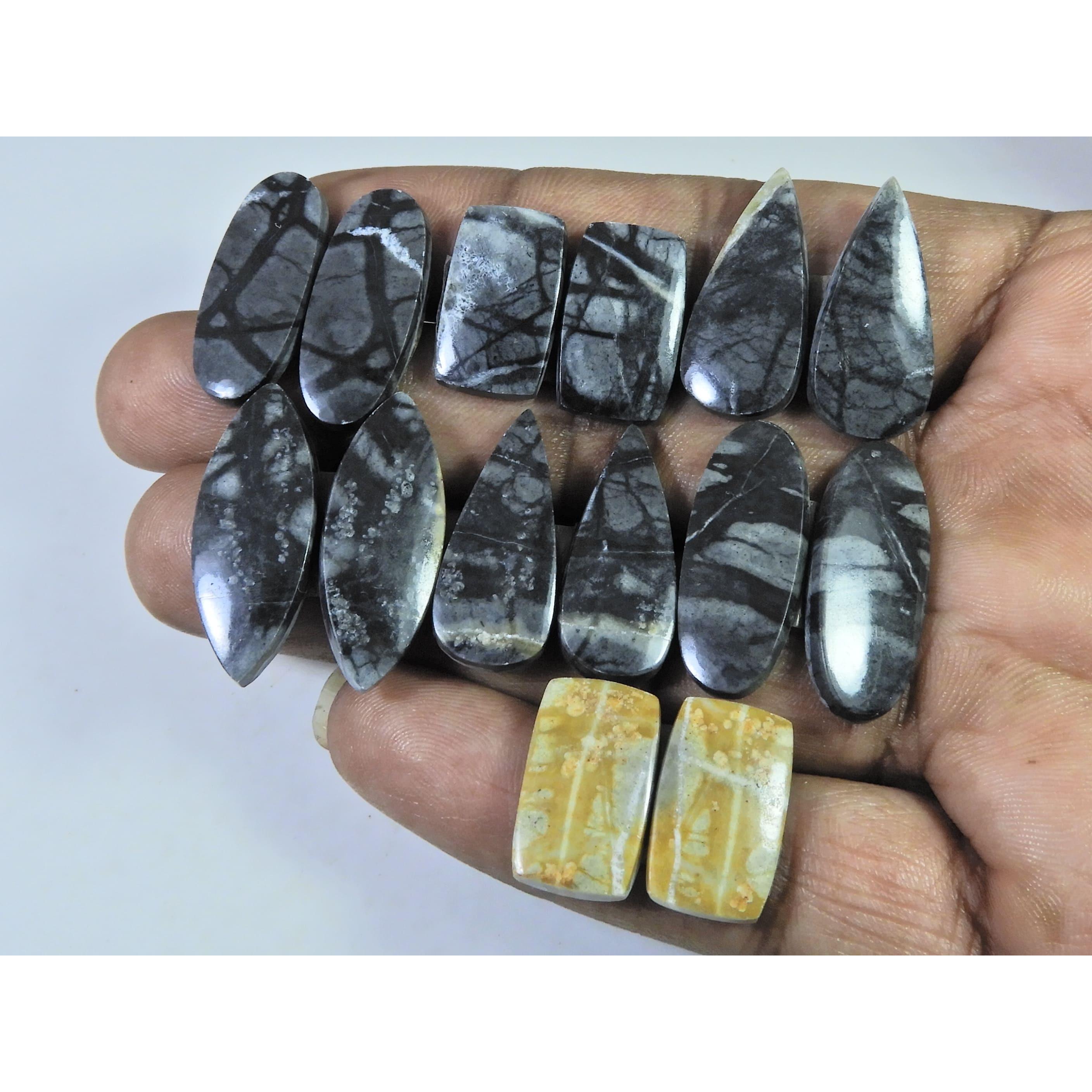 

18-28 ММ Натуральный Яшма Пикассо Подобранная Пара Смешанный Кабошон Самоцвет 7 Пар Партия C-796