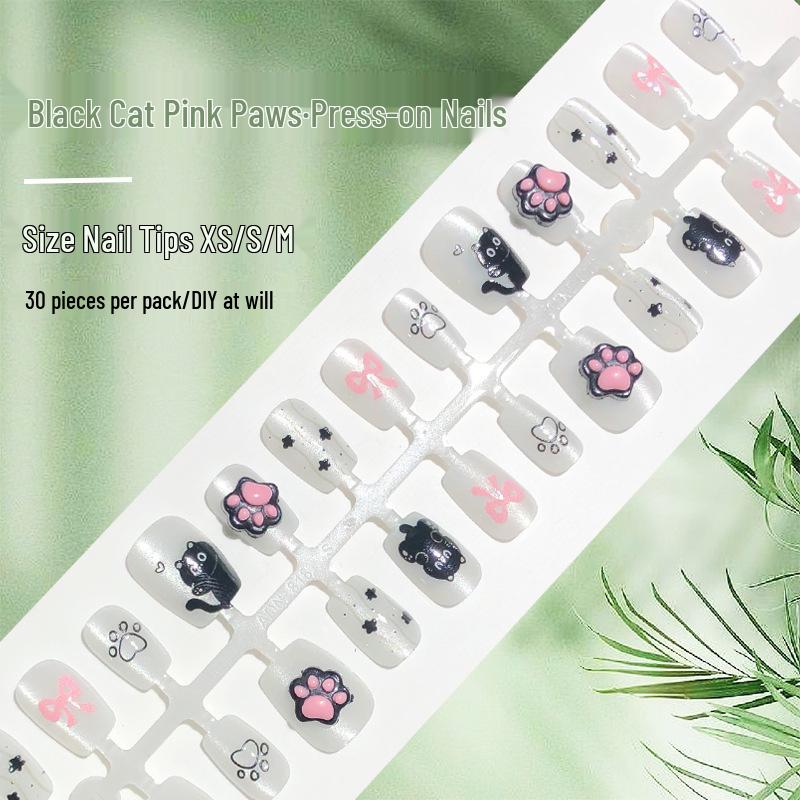 

Black Cat Wearable 3D Kitten Paw Nail Art - Cute Short Cartoon Design [30 Pieces]