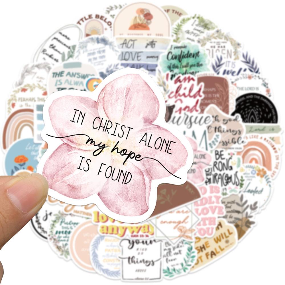 50PCS Jesus Christian Stickers, Religious Bible Laptop Faith Stickers, Cross Wisdom Words Stickers for Water Bottles