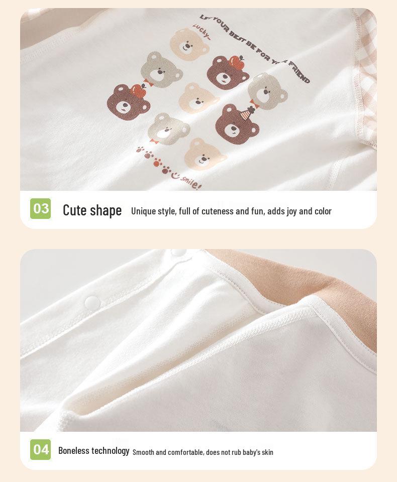 Spring/Autumn Pure Cotton Baby Bodysuit - Cartoon Long-Sleeve Crawling Pajamas for Newborns