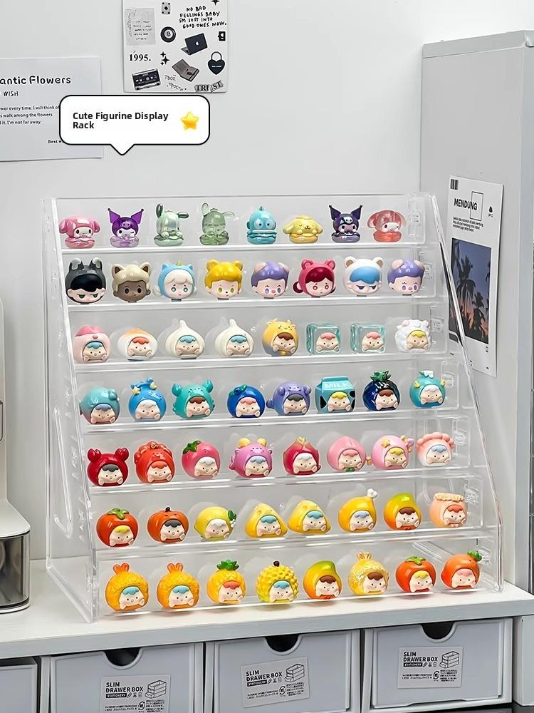 Large Capacity Acrylic Display Stand Cute Particle Multi-layer Separation Figurines Home Desktop Display Rack Organizer