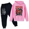 Kids Printed Hoodie and Sweatpants Set Long Sleeve Loose Fit Pullover Outfit for Boys and Girls