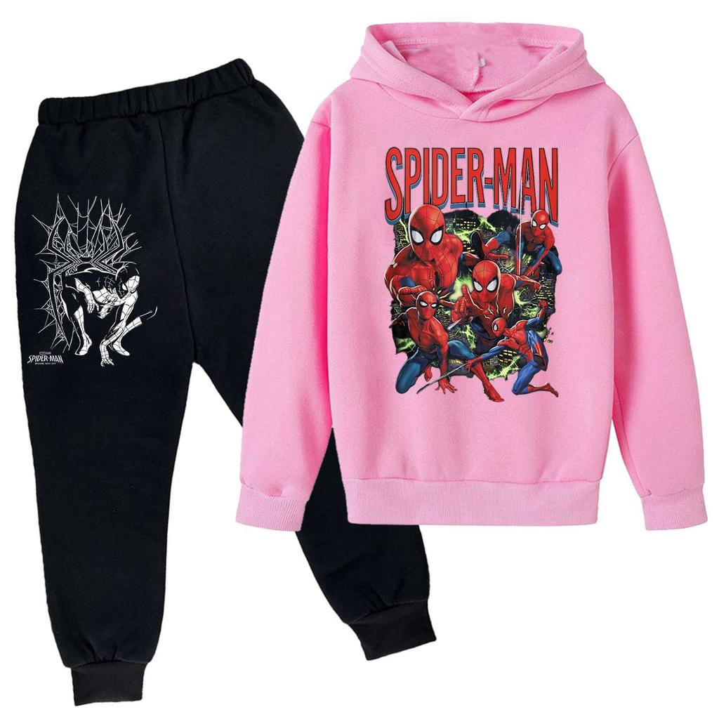 Kids Printed Hoodie and Sweatpants Set Long Sleeve Loose Fit Pullover Outfit for Boys and Girls