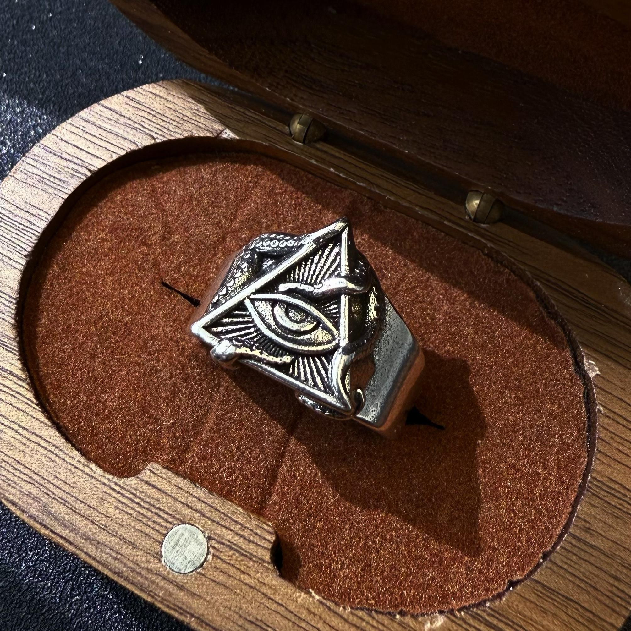 Ретро Кольцо Ктулху Око Провидения Регулируемое Открытое Для Мужчин Посеребленная Медь Готическое Панк Дерзкие Аксессуары Крутой Подарок 8-13