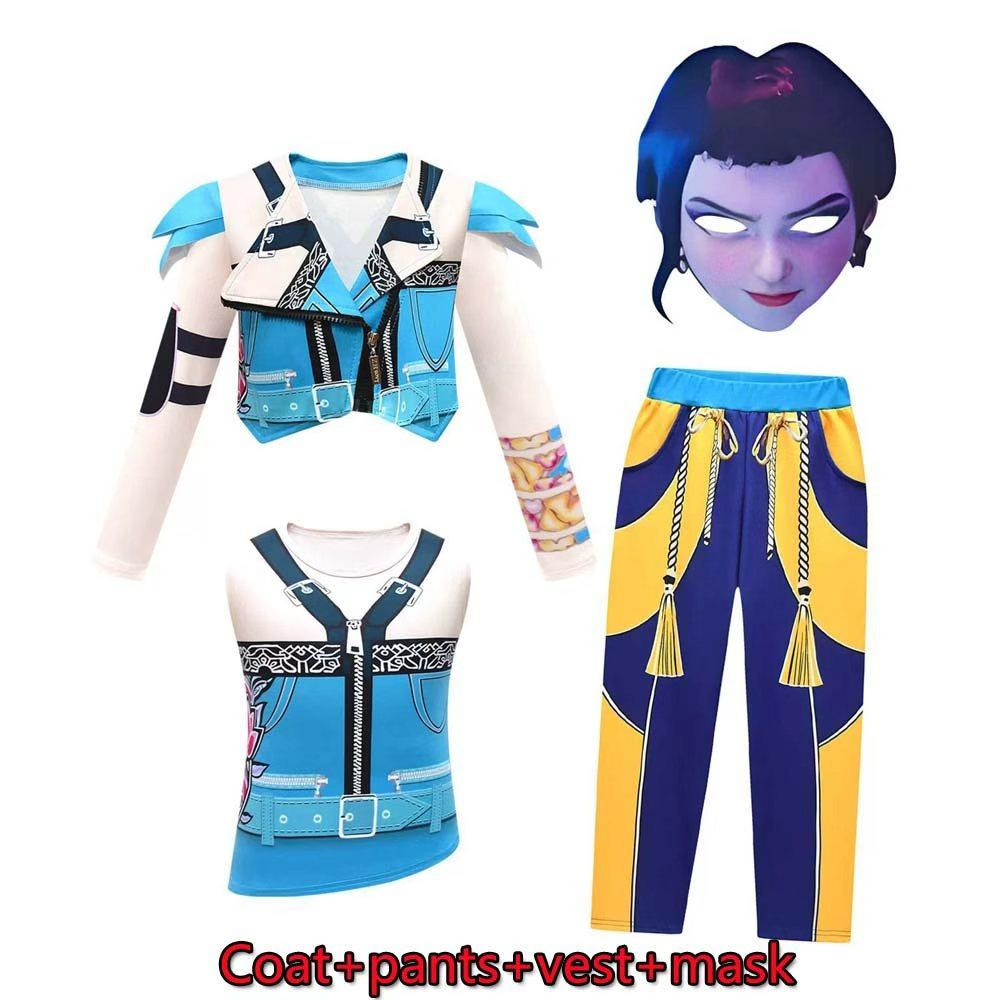 K Rumi Zoey Mila Cosplay Performance Costume Set Children's Dance Outfit Soft Polyester Long Sve V-Ne Jaet And Pants