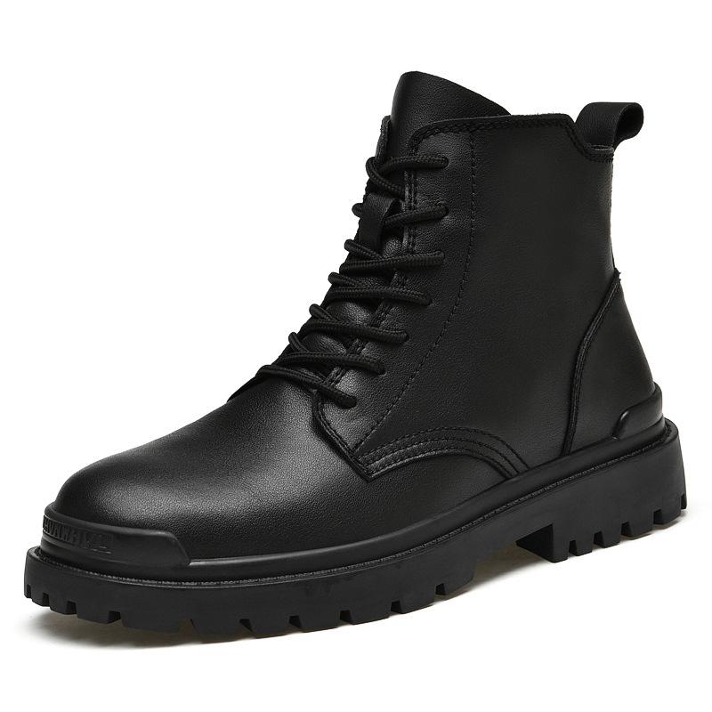 

Мужские высокие кожаные туфли, модная обувь в британском стиле средней высоты, рабочая одежда из натуральной кожи, кожаные ботинки, осенняя мужская обувь для мотоциклистов 41