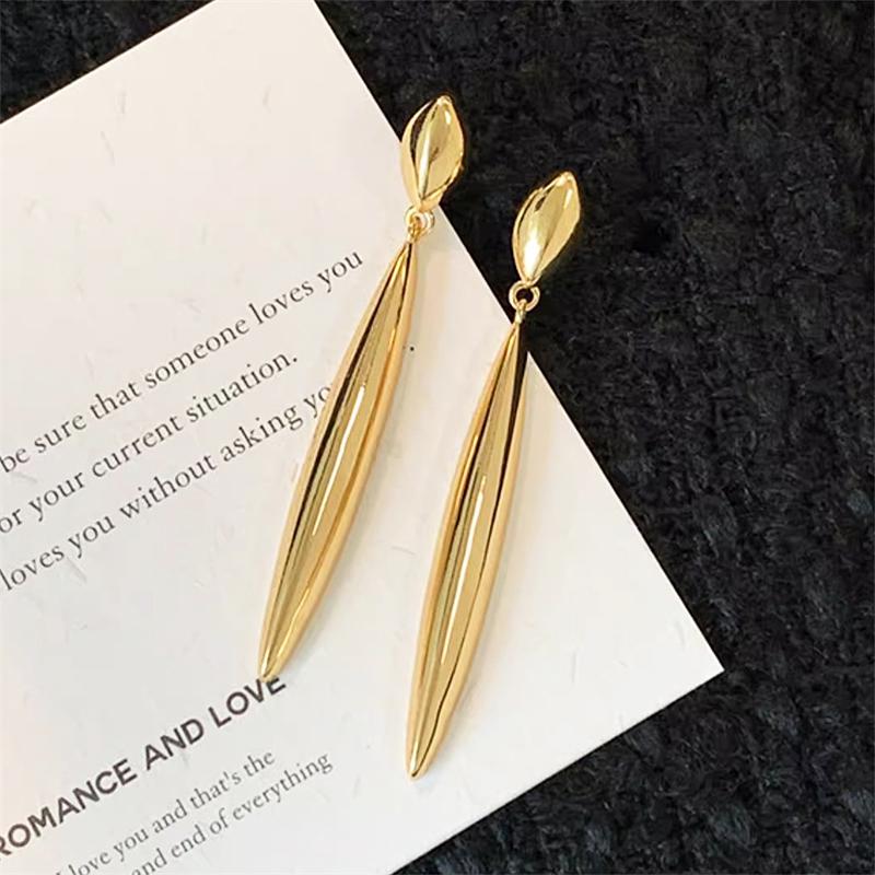 2025 New Vertical Bar Women's Long Hanging Earrings Gold Color Metal Pendants Dangle Earrings Exaggerated Boucle D'oreille