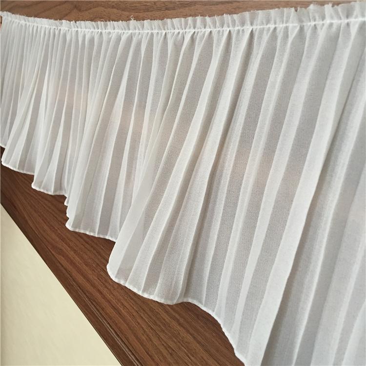 17CM Wide Luxury White Black Pleated Chiffon Fold Elastic Lace Ruffle Trim Ribbon Dress Collar Applique For Sewing Supplies
