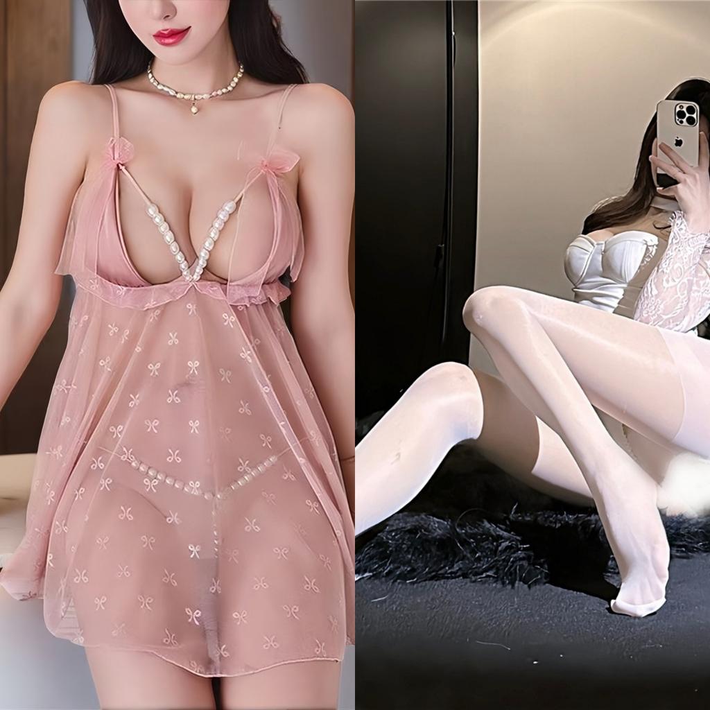 Sex Underwear Pure Desire Pearl Perspective Suspender Nightdress Passion Temptation Sexy Lace Print Free Set