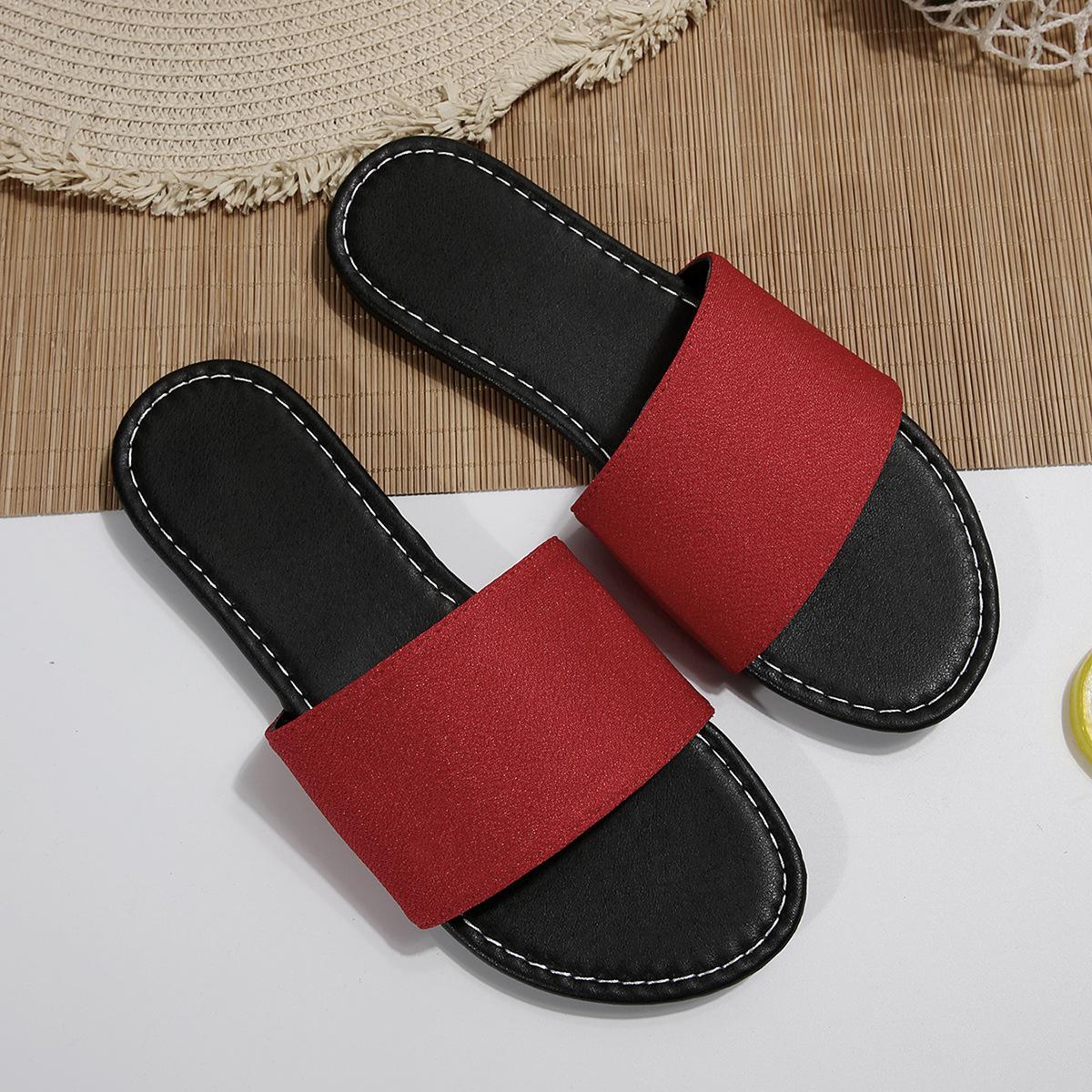 

Casual cool slippers women s summer Japanese-style home indoor non-slip soft bottom comfortable deodorant household four-season slippers 36 красный