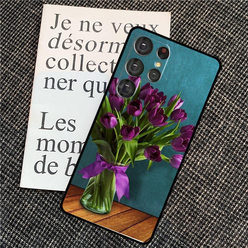 Spring Tulips Flower Case For Samsung Galaxy S25 Ultra S20 S21 S22 S23 S24 Ultra S9 S10 Plus S25 FE Back Cover