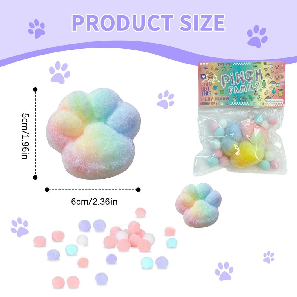 Cute Handmade Taba Wet Big Cat Paw Toy Colored Creative Gift Silicone Squeeze Toy Used To Toy Slow Rebound Decompression Kid 6CM