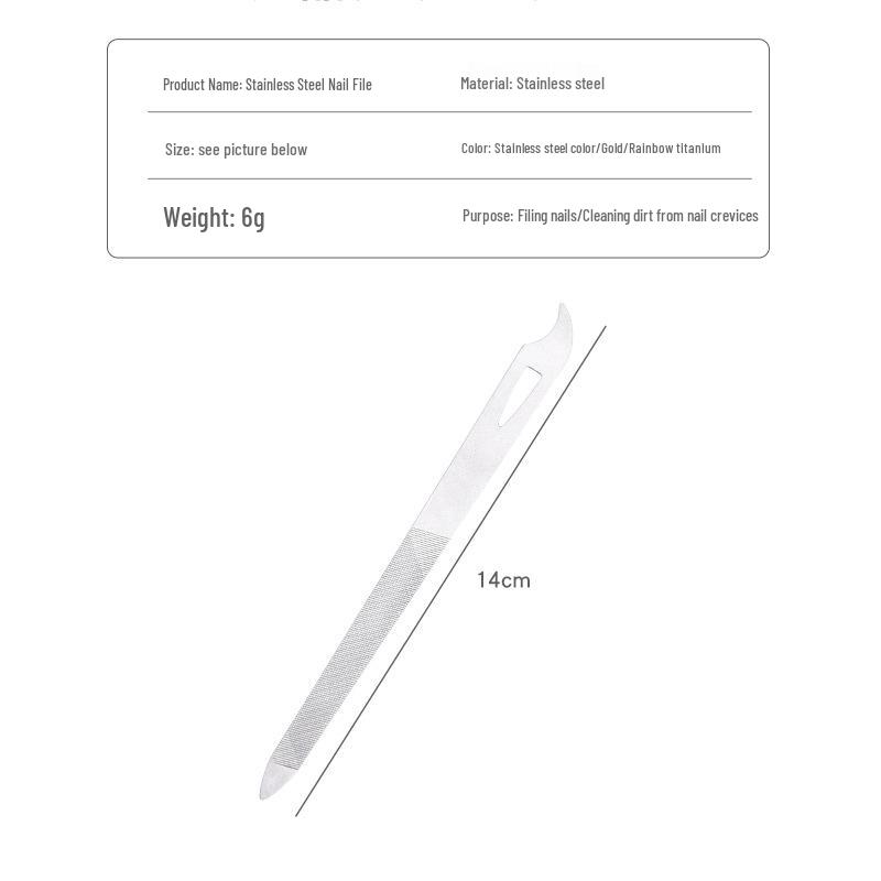 Doppelseitige Nagelfeile aus Edelstahl mit spitzer Spitze für Maniküren und zum Polieren