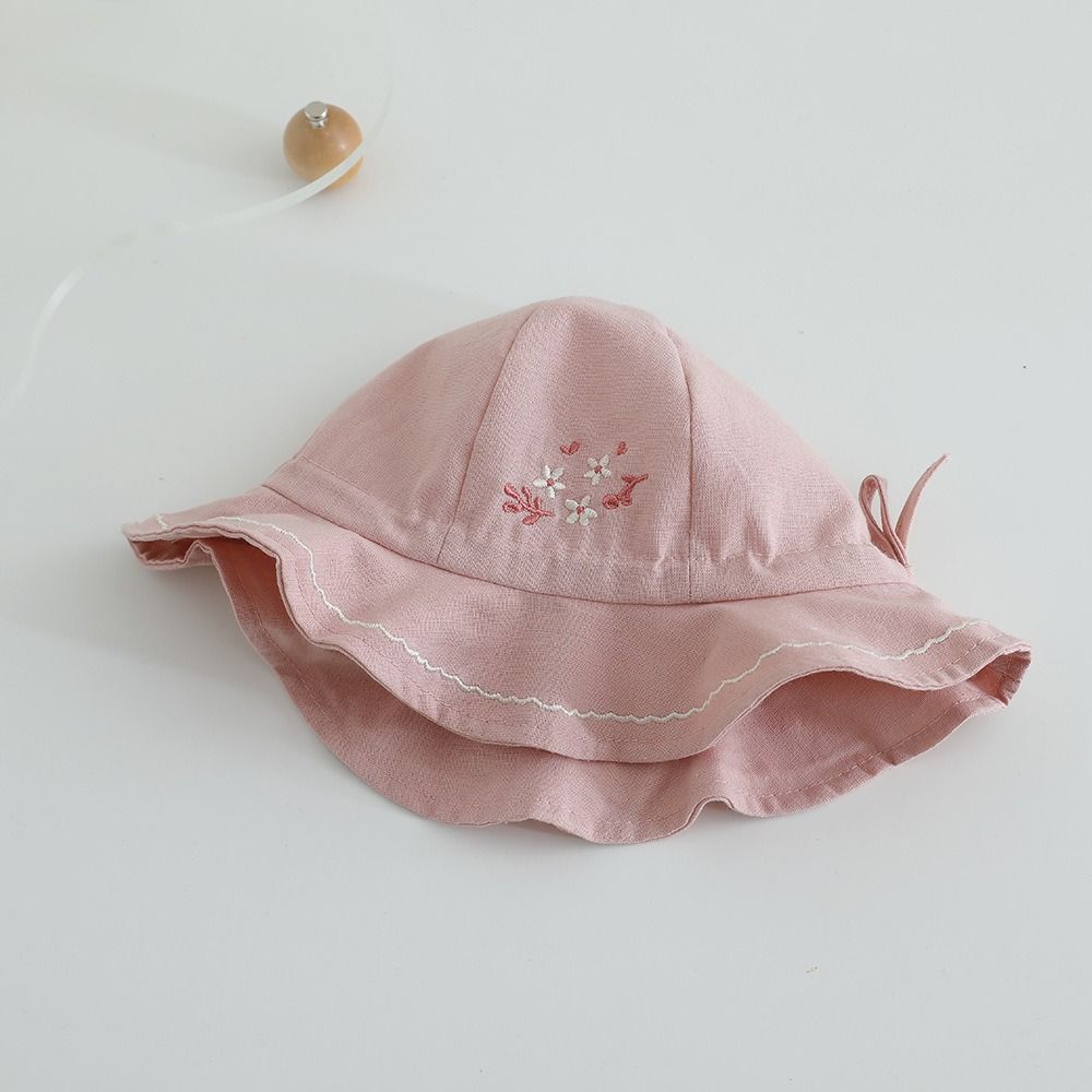 Pleated Baby Sunhat Flower Toddle Fisherman Hat Adjustable Infant Bucket Hat Boy